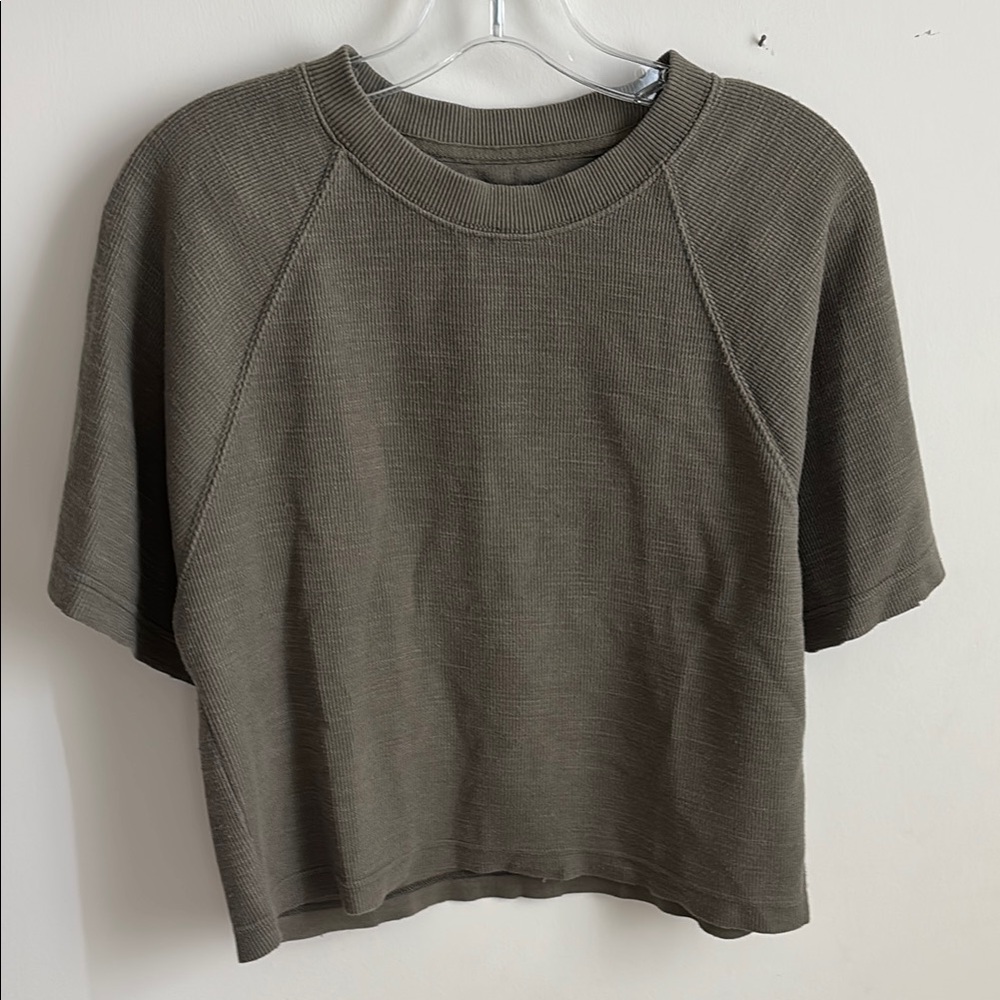 Aerie Olive Green Raglan Crop Sweatshirt